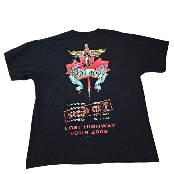 Vintage Y2k Anvil Bon Jovi Lost Highway Tour 2008 Shirt - Picture 3 of 8